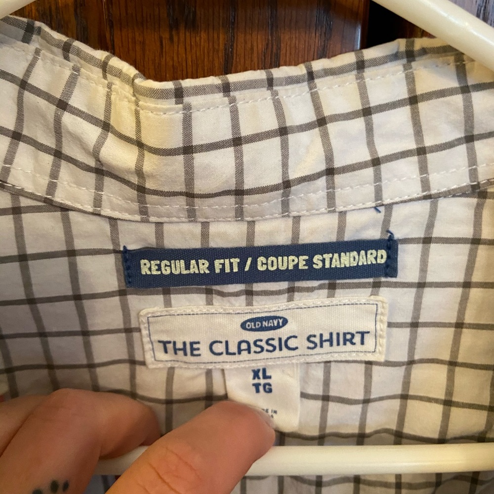 GAP light grey and white plaid shirt